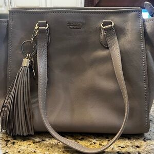 G.H. Bass & Co. Taupe Leather Tote with Tassel